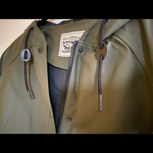 Levi rubber raincoat rain jacket - olive size large
